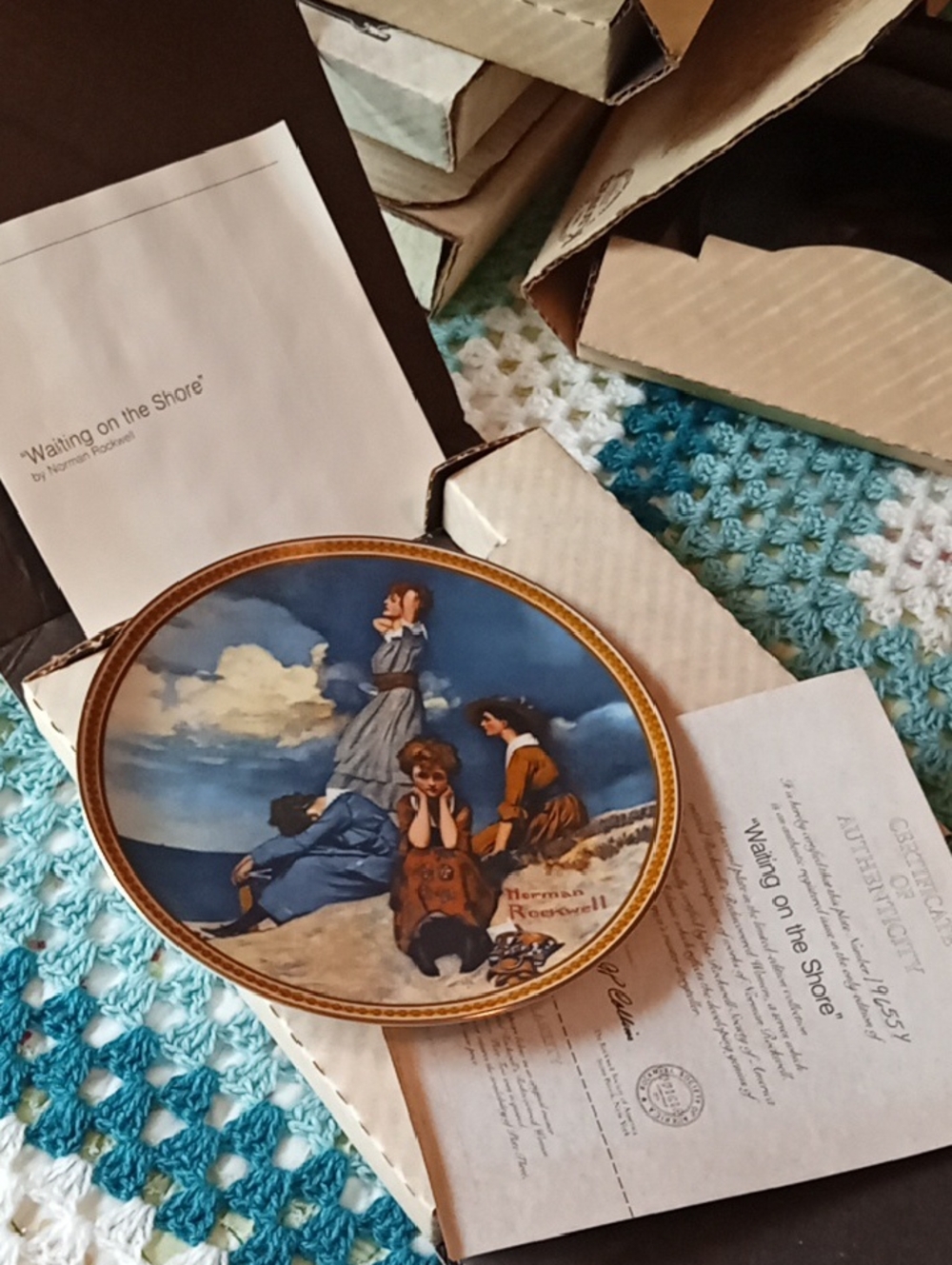 Vintage 1981 Waiting By The Shore Norman Rockwell Plate